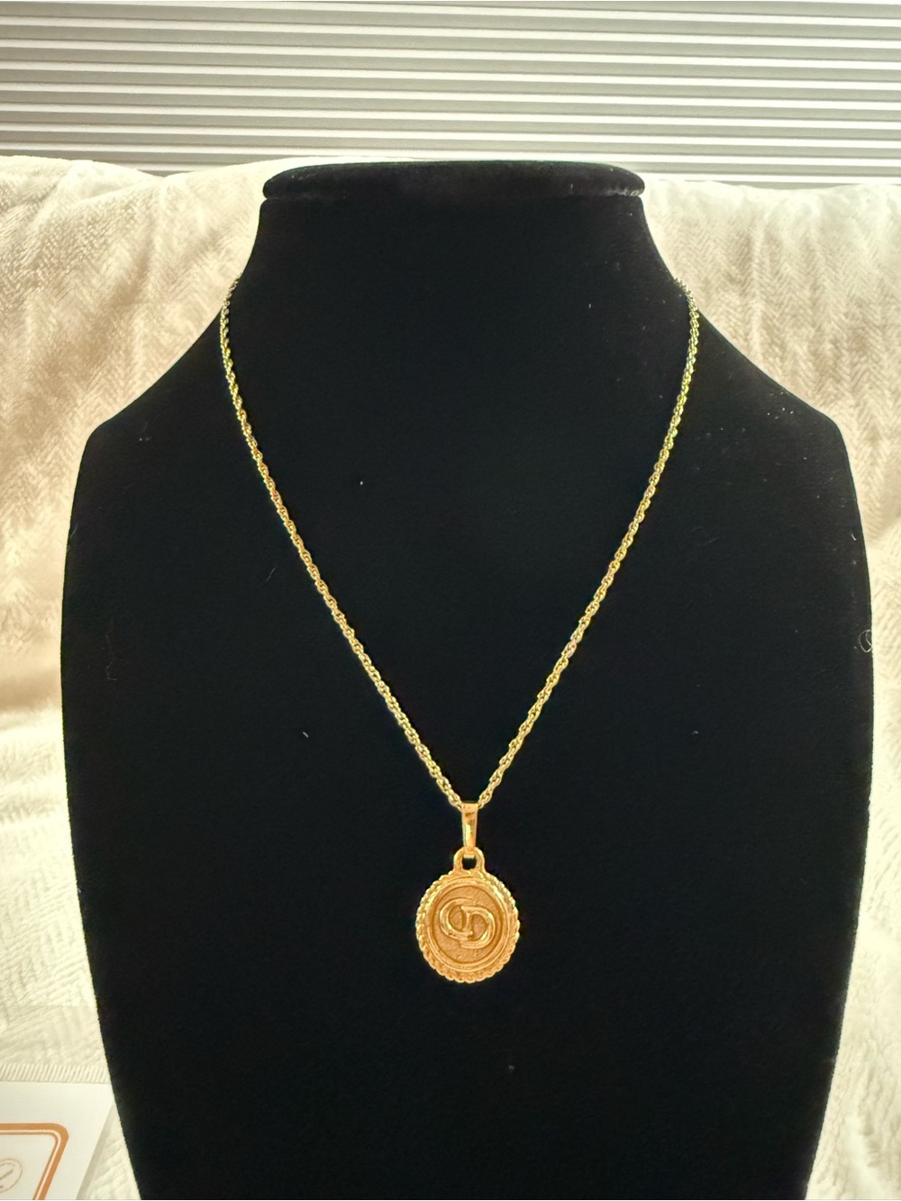 Dior Gold-Tone Round Medallion Pendant Necklace